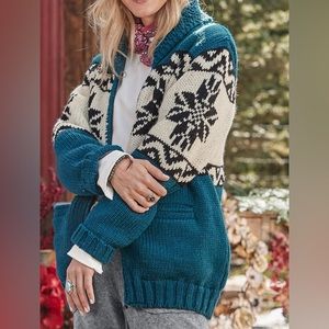 SUNDANCE Nordic wool zip up cardigan